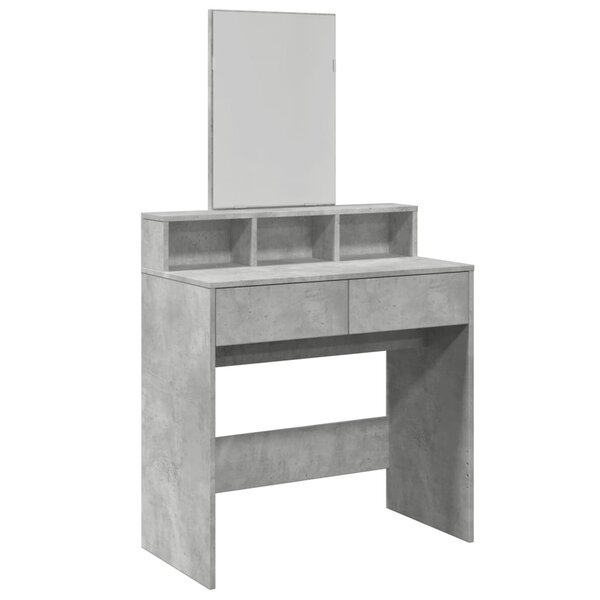 vidaXL Coiffeuse avec miroir gris béton 80x41x144 5 cm