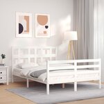 vidaXL Cadre de lit avec tête de lit blanc 120x200 cm bois massif