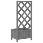 vidaXL Jardinière avec treillis gris bois massif de sapin