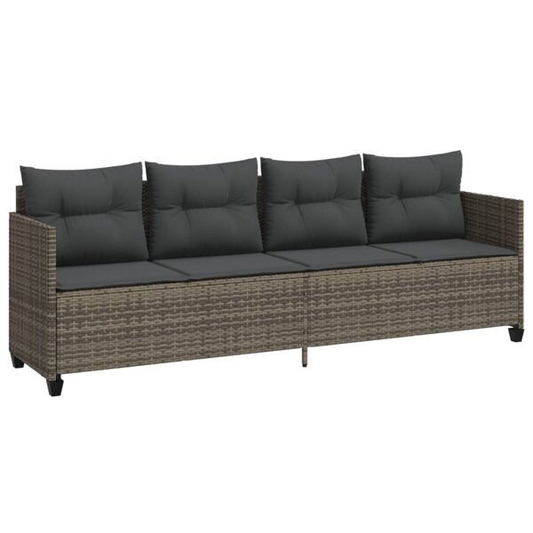 vidaXL Chaise longue avec coussins gris résine tressée