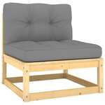 vidaXL Canapés centraux de jardin coussins gris2Pièces Bois de pin massif