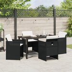 vidaXL Ensemble de salle à manger de jardin 5 pièces avec coussins en poly rattan noir