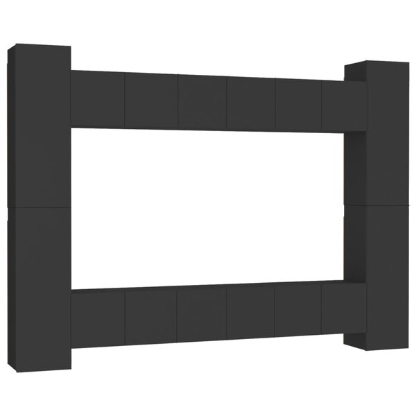 vidaXL Ensemble de meubles TV 10 Pièces Noir Bois d'ingénierie