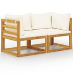 vidaXL Banc de jardin à 2 places avec coussins blanc crème