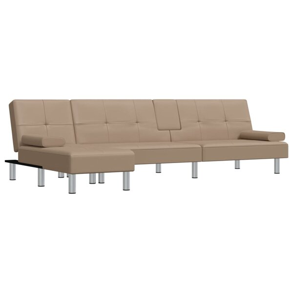 vidaXL Canapé-lit en forme de L cappuccino 255x140x70 cm similicuir