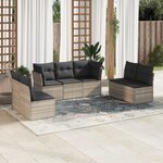 vidaXL Salon de jardin avec coussins 7 Pièces gris clair résine tressée