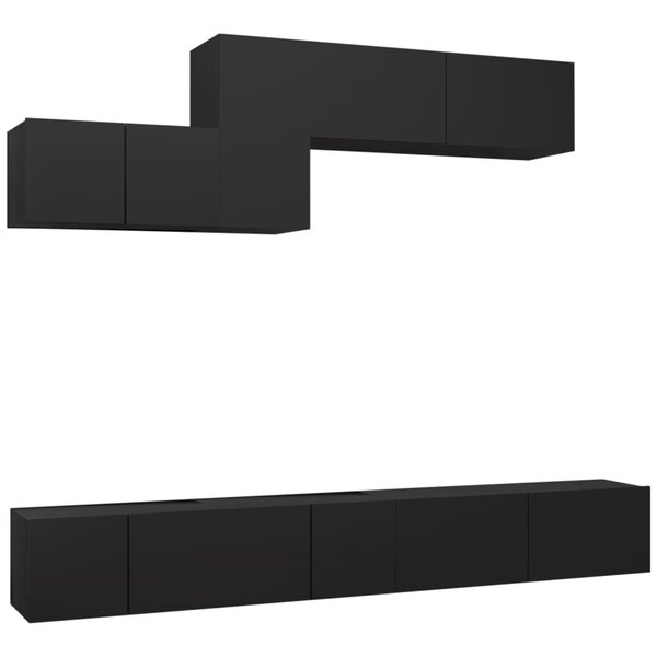 vidaXL Ensemble de meubles TV 6 Pièces Noir Bois d'ingénierie