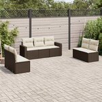 vidaXL Salon de jardin avec coussins 7 Pièces marron résine tressée