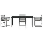 vidaXL Ensemble de salle à manger de jardin 5 pièces avec coussins en rattan noir