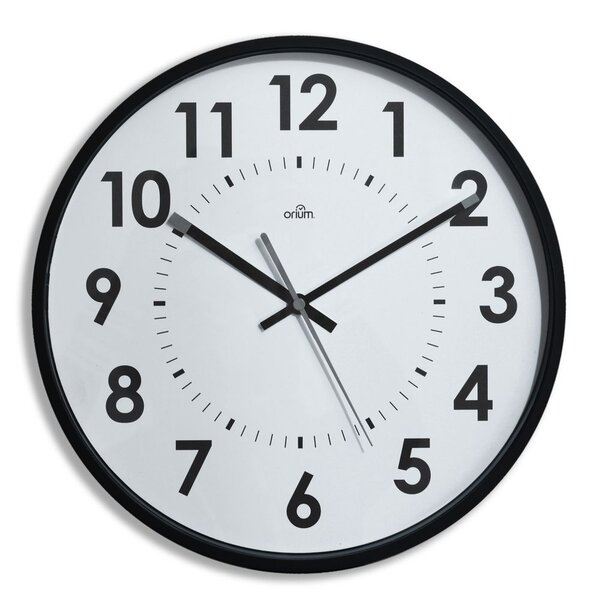 Horloge murale silencieuse à quartz, diamètre 30cm - Noir
