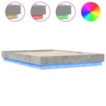 vidaXL Cadre de lit avec LED sans matelas gris béton 160x200 cm