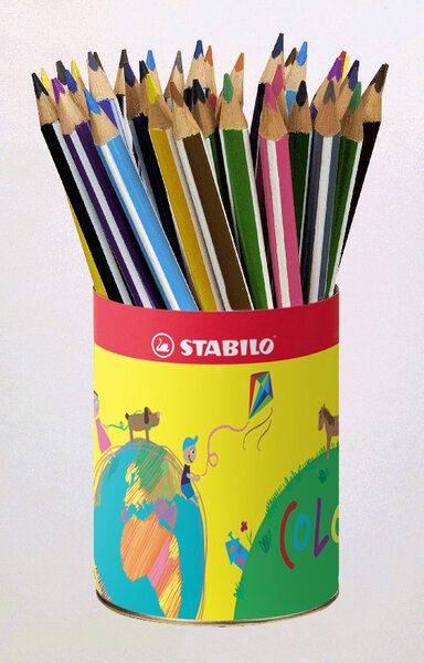 Godet de 38 Crayons de couleur Trio Triangulaire large 12 couleurs assorties STABILO
