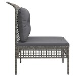 vidaXL Canapé central de jardin avec coussin Gris Résine tressée