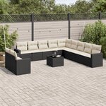 vidaXL Salon de jardin 12 Pièces avec coussins noir résine tressée