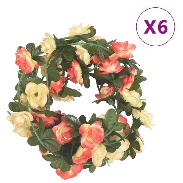 vidaXL Guirlandes de fleurs de Noël 6 Pièces rose et champagne 240 cm