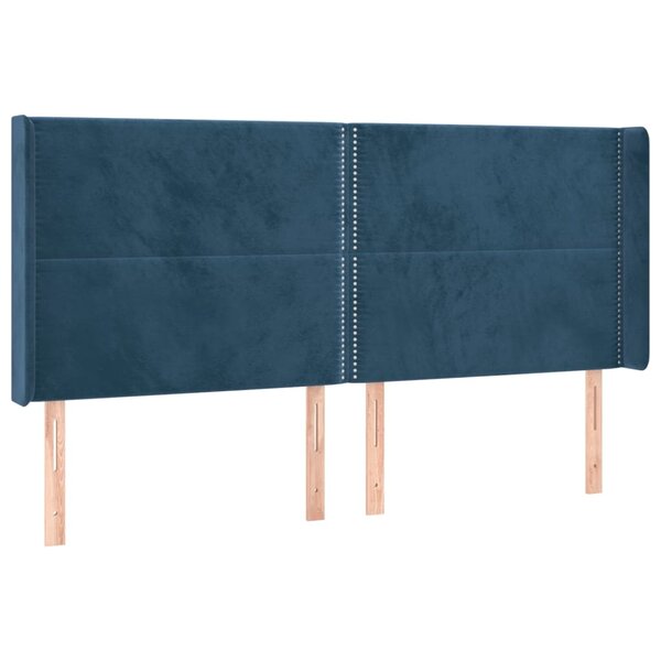vidaXL Tête de lit avec oreilles Bleu foncé 183x16x118/128 cm Velours