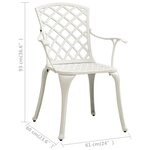 Ensemble de bistro jardin meuble extérieur terrasse 3 pièces aluminium coulé blanc 02_0013500