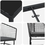 vidaXL Ensemble de salle à manger de jardin de 5 pièces avec coussins en poly rattan noir