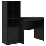 Bureau vidaXL avec rangement en chêne noir en bois d'ingénierie