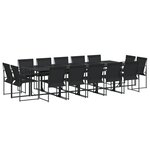vidaXL Ensemble à manger de jardin 15 Pièces noir textilène