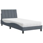 vidaXL Lit avec matelas gris foncé 90x200 cm velours