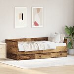 vidaXL Lit d'appoint rustique Bois ancien Bois d'ingénierie 90 x 200 cm