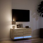 vidaXL Meuble TV mural avec lumières LED chêne sonoma 80x31x35 cm
