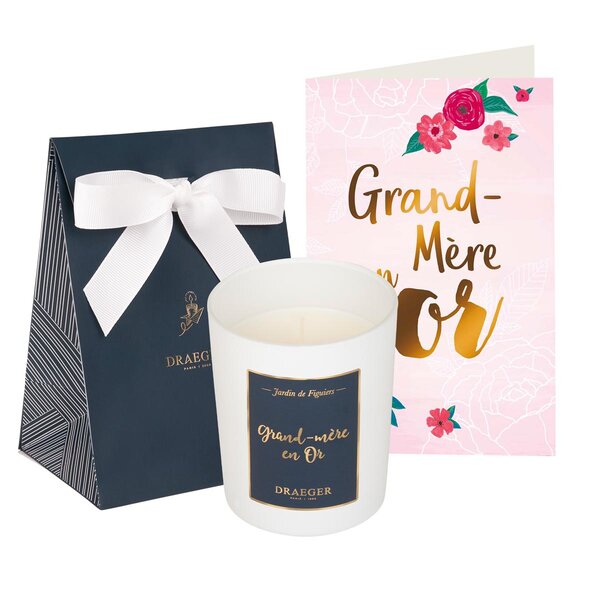 Lot Cadeau Bougie & Carte Grand-mère En Or Avec Sac Cadeau Pour Bougie - Draeger paris