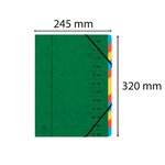 Trieur Agrafé Avec Élastiques 12 Compartiments - Vert - X 8 - Exacompta