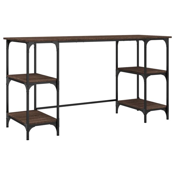 vidaXL Bureau chêne marron 140x50x75 cm métal et bois d'ingénierie