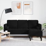 vidaXL Sofa 3 places avec chaise L en velours noir de 160 cm