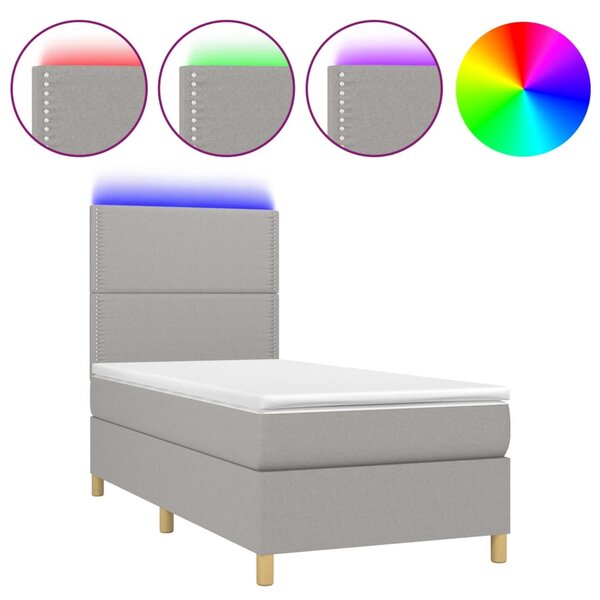 vidaXL Sommier à lattes de lit avec matelas et LED Gris clair 80x200cm