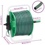 vidaXL Enrouleur de tuyau vert sur pied avec tuyau de 50 m PVC