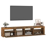 vidaXL Meuble TV avec lumières LED Chêne fumé 210x35x40 cm