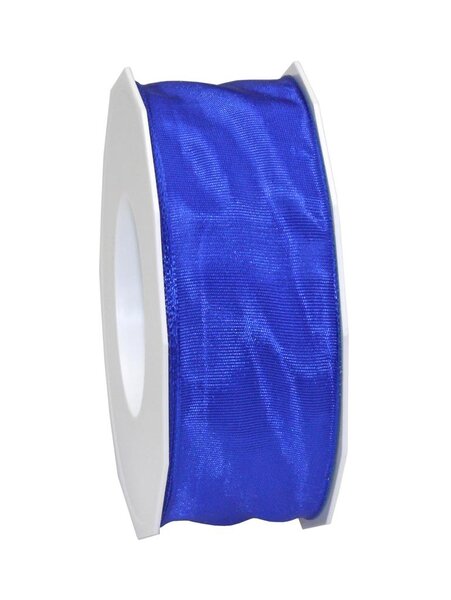 Ruban de soie acetat laitonné lyon 25-m-rouleau 40 mm bleu roi