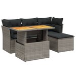 vidaXL Salon de jardin 6 Pièces avec coussins gris résine tressée