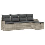 Ensemble de 5 pièces de canapé de jardin avec coussins gris clair poly rotin