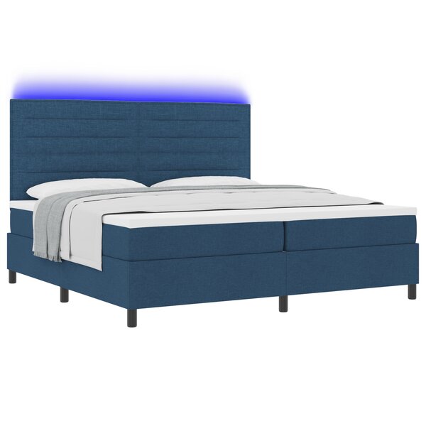 vidaXL Lit à ressorts avec matelas & LED bleu 200x200 cm tissu