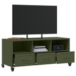 vidaXL Meuble TV vert olive 100 5x39x43 5 cm acier laminé à froid