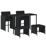 vidaXL Ensemble à manger de jardin coussins 5Pièces Noir Résine tressée