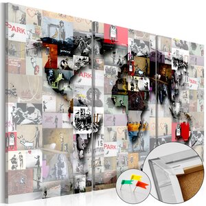 Tableau en liège - modern world's map [cork map] l x h en cm 60x40