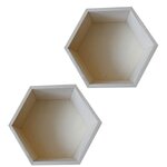 2 étagères hexagone en bois 27 x 23 5 x 10 cm