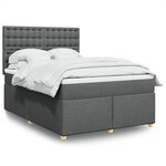 vidaXL Sommier à lattes de lit avec matelas Gris foncé 160x200cm Tissu