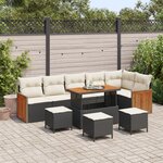 vidaXL Ensemble de canapé de jardin 10 pièces avec coussins poly rattan noir