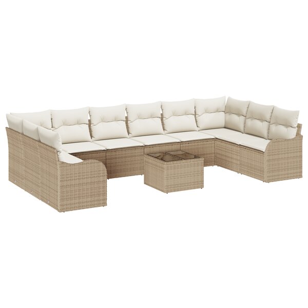 Ensemble de canapé de jardin vidaXL 11 pièces avec coussins en rattan poly bruns
