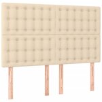 vidaXL Cadre de lit avec tête de lit Crème 140x190 cm Tissu