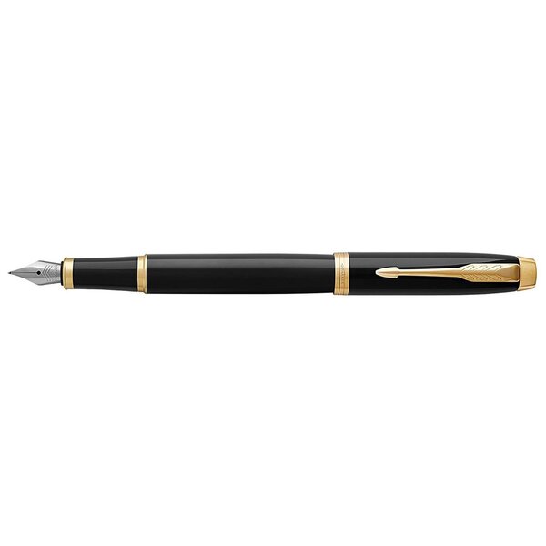 Stylo-plume IM pointe moyenne corps Laqué Noir Attributs Or bleu PARKER