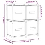 vidaXL Armoire de rangement 4 paniers en tissu Gris 63x30x71 cm Acier
