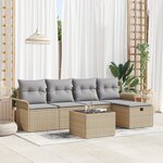 vidaXL Ensemble de canapé de jardin modulable 6 pièces avec coussins en rotin beige