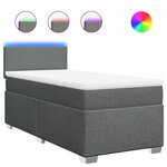 vidaXL Sommier à lattes de lit avec matelas Gris foncé 100x200cm Tissu